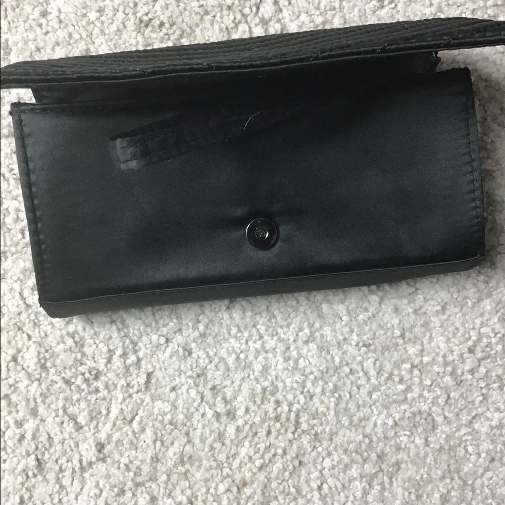 Neiman Marcus black satin wristlet
